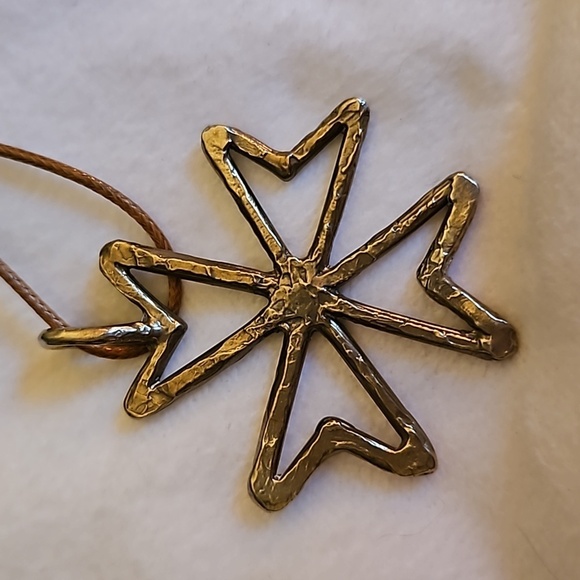 HANDMADE Artisan Freemason Maltese Cross Pendant Rope Necklace - Picture 4 of 4